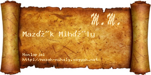 Mazák Mihály névjegykártya